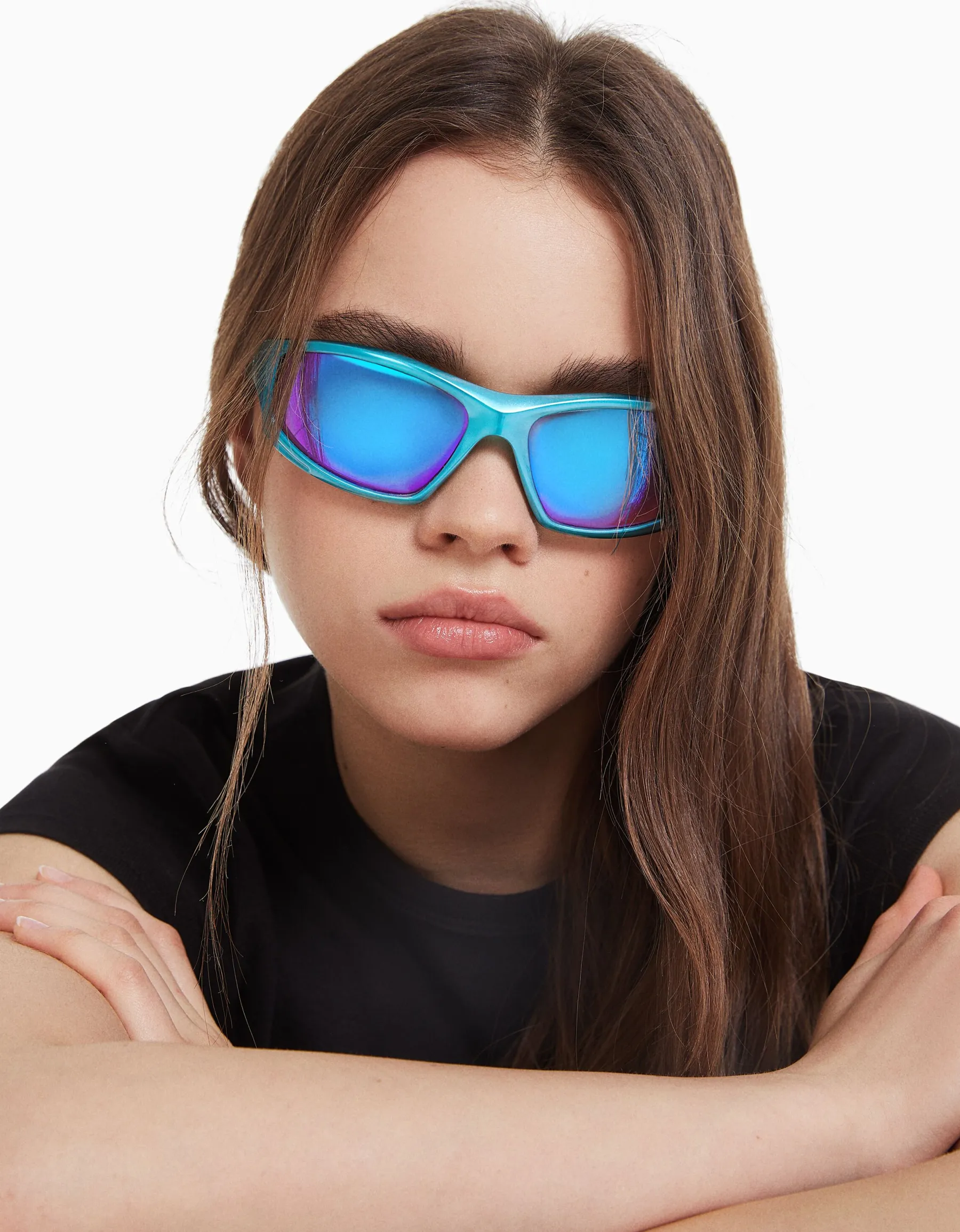BERSHKA Lunettes vélo Bleu Flash Sale