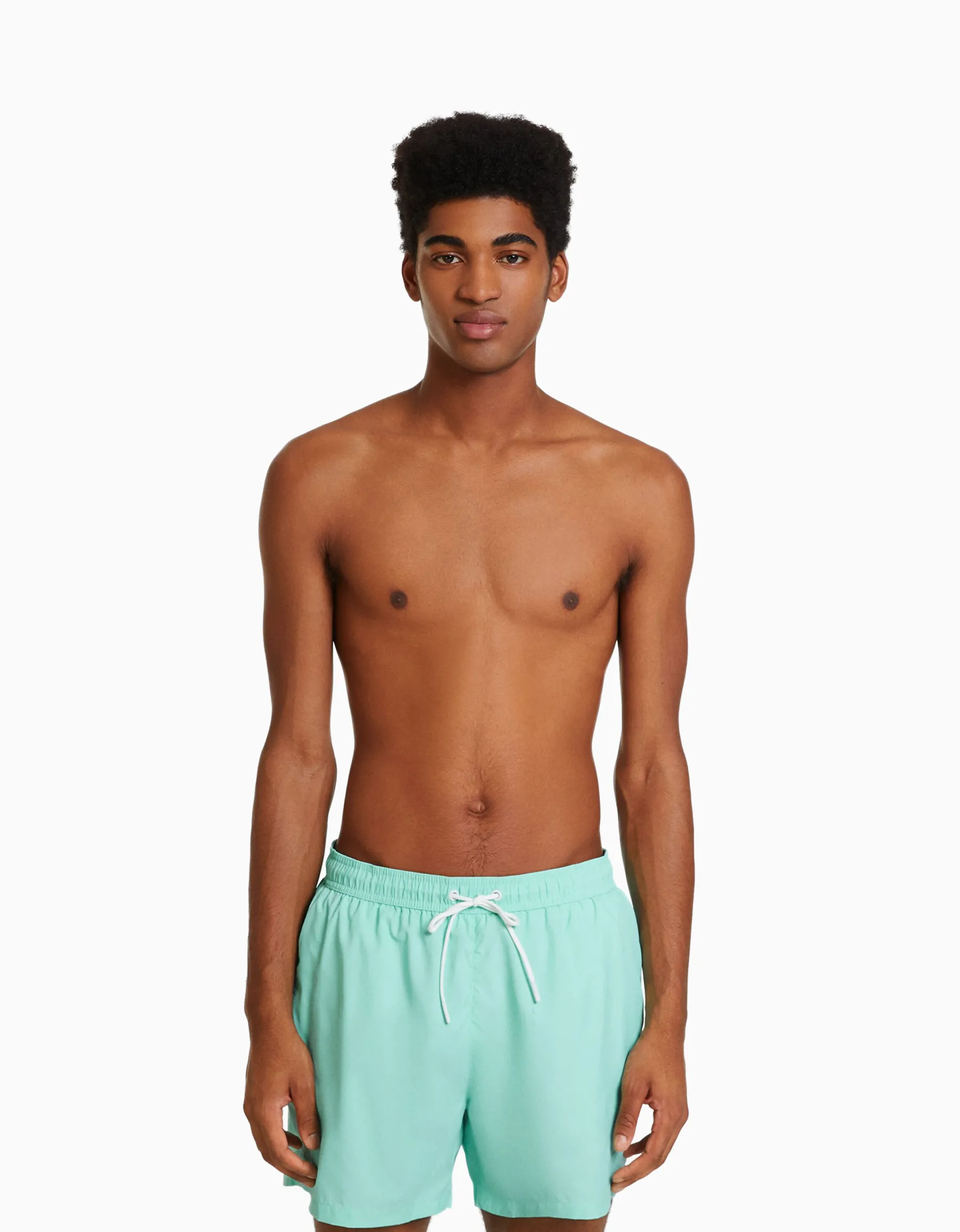 BERSHKA Maillot de bain basique Bleu turquoise Fashion