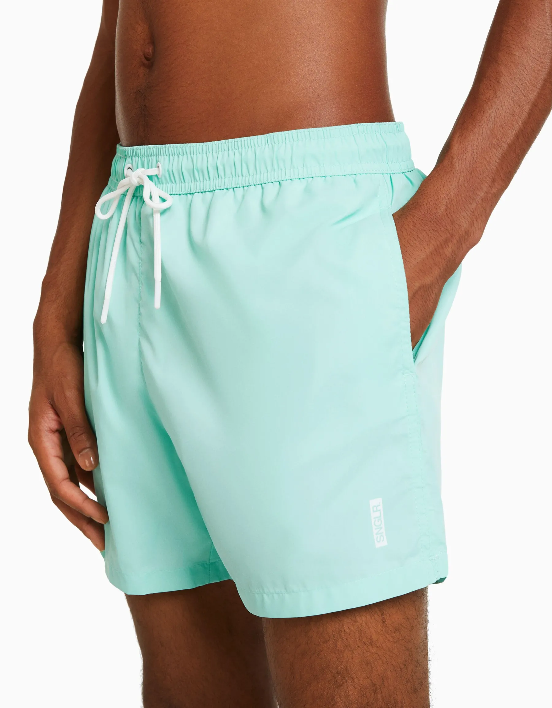 BERSHKA Maillot de bain basique Bleu turquoise Fashion
