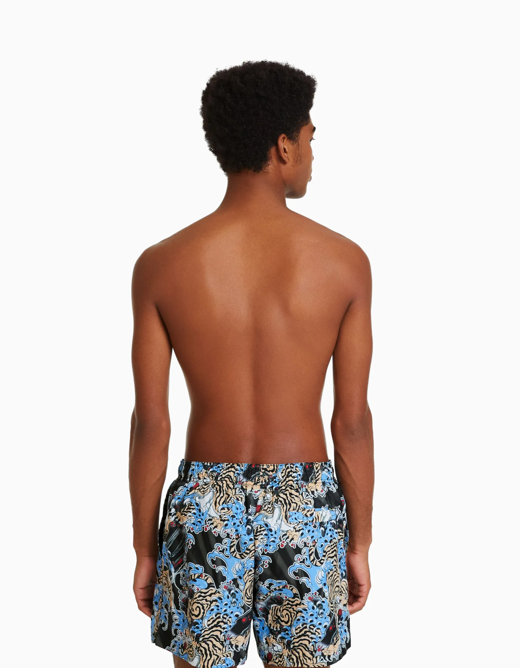 BERSHKA Maillot de bain imprimé tigre Noir Online