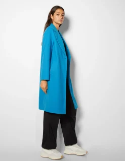 BERSHKA Manteau laine mélangée épaules tombantes Sable Fashion