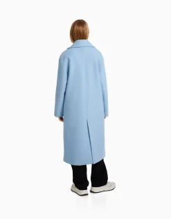 BERSHKA Manteau long épaules tombantes Écru Fashion