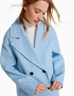 BERSHKA Manteau long épaules tombantes Écru Fashion