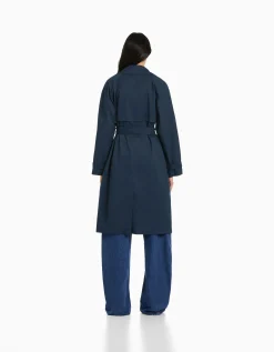 BERSHKA Manteau trench coton Camel Fashion