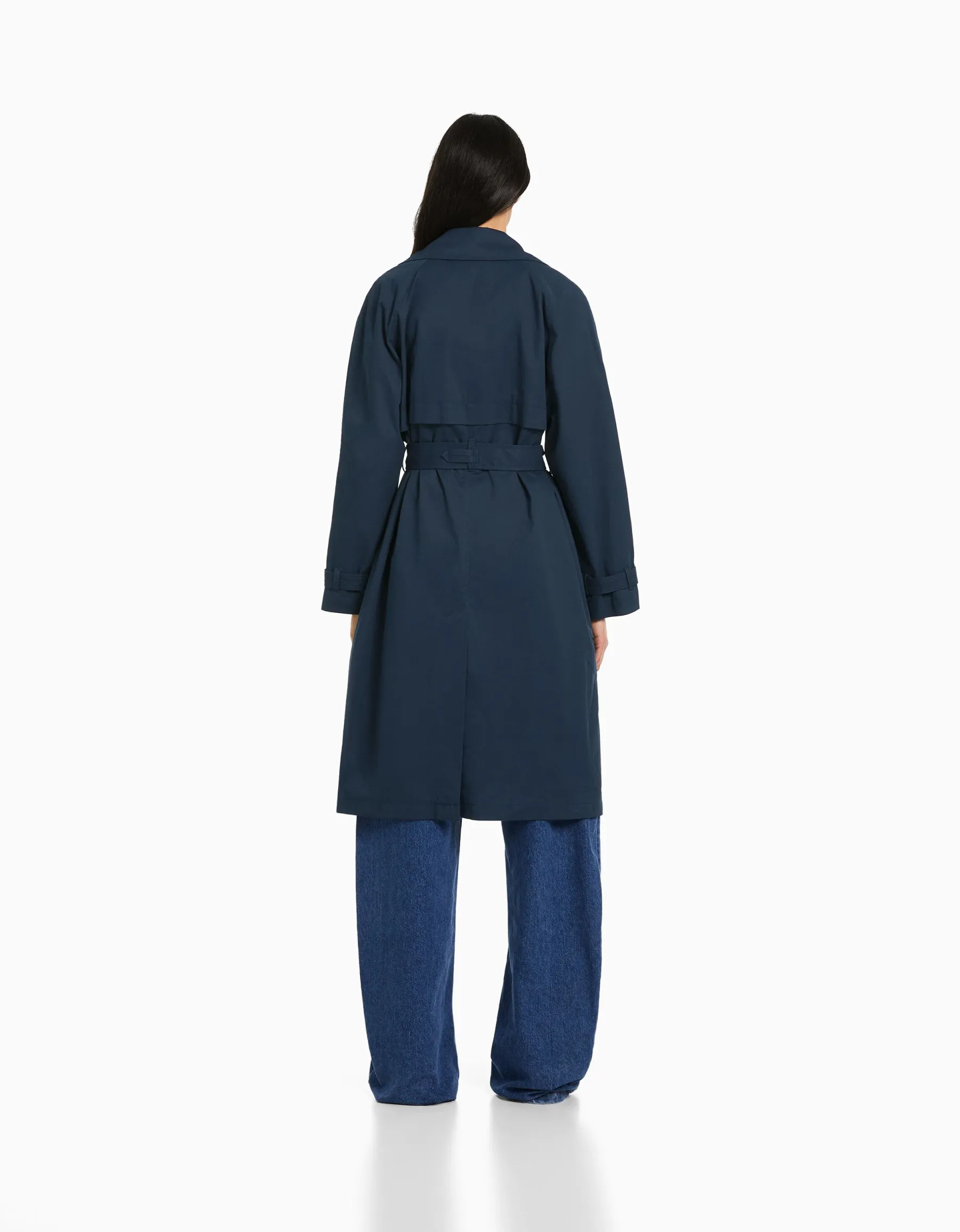 BERSHKA Manteau trench coton Camel Fashion
