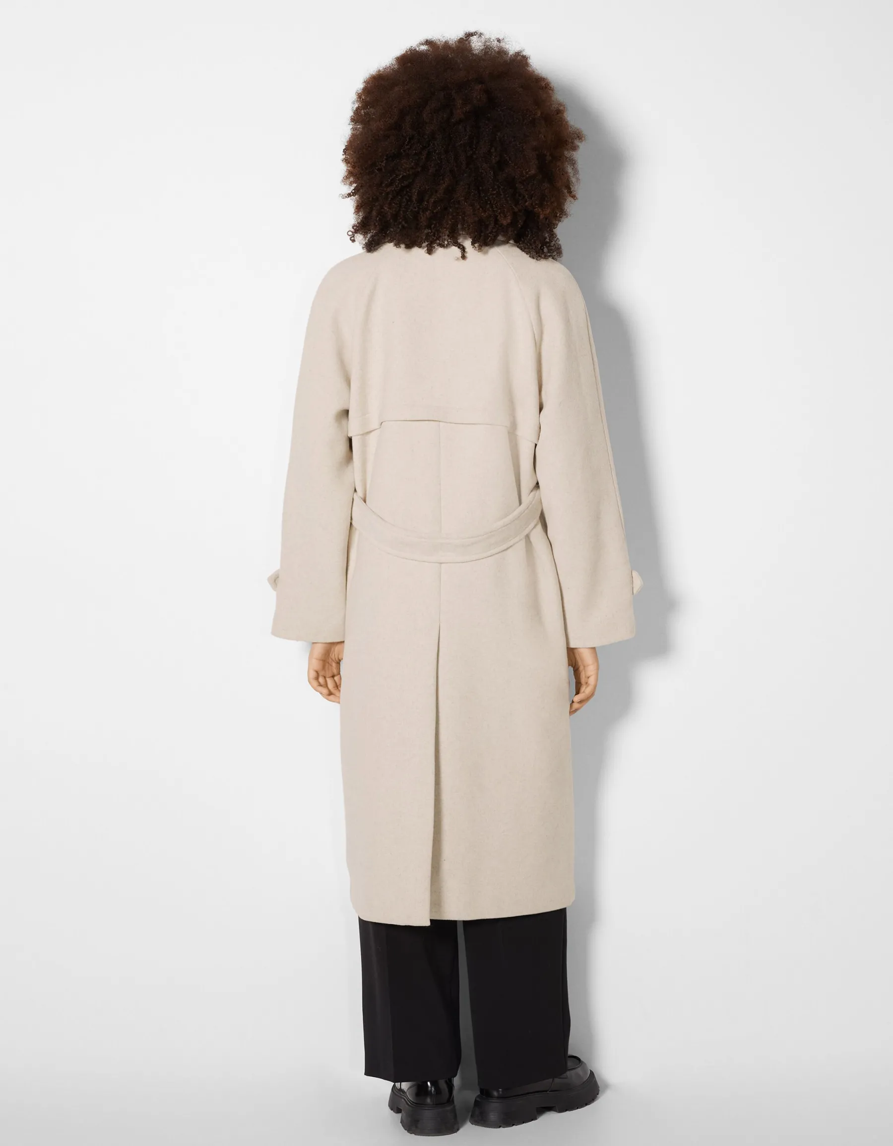 BERSHKA Manteau trench laine mélangée Violet Store