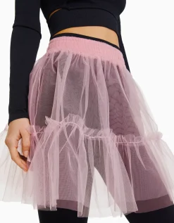 BERSHKA Mini-jupe ballerine tulle Rose Flash Sale