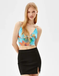 BERSHKA Minijupe denim décontractée Bleu New