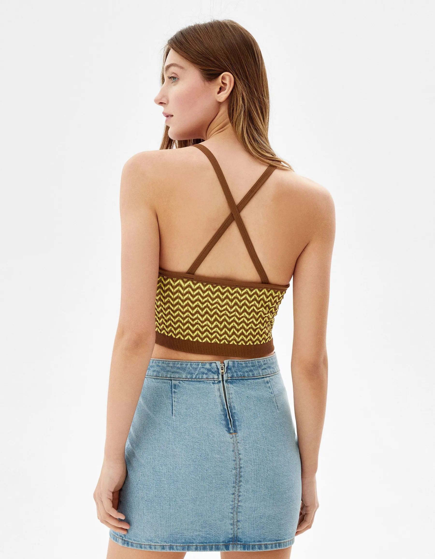 BERSHKA Minijupe denim décontractée Bleu Outlet