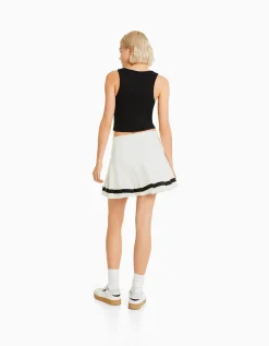 BERSHKA Mini-jupe plissée bande Blanc Best Sale