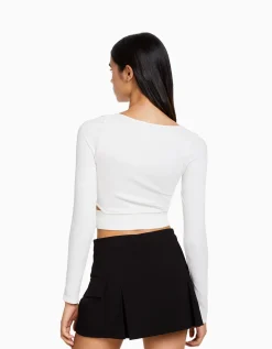 BERSHKA Mini-jupe tailoring cargo poches Noir Sale