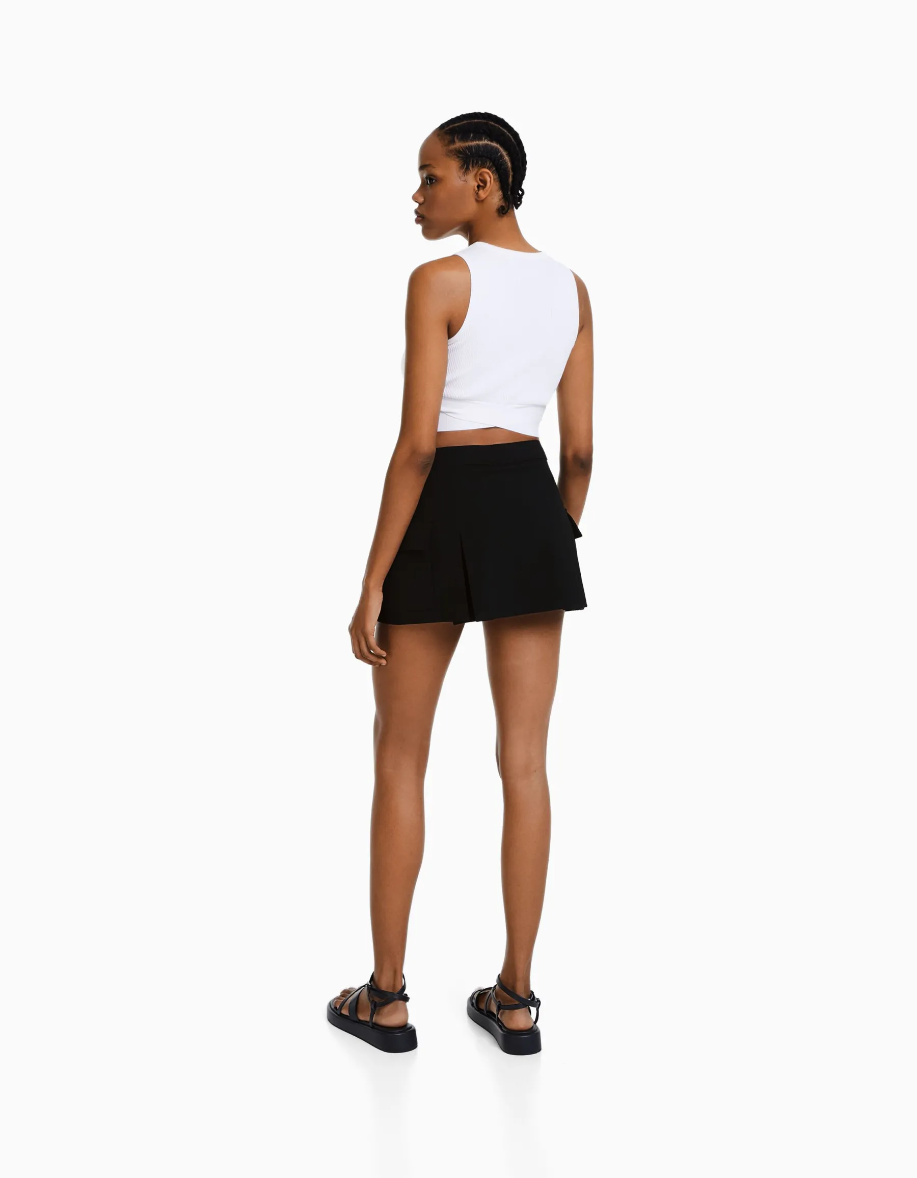 BERSHKA Minijupe tailoring cargo poches Kaki Online