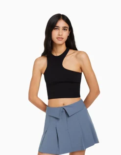 BERSHKA Minijupe tailoring plissée Noir Store