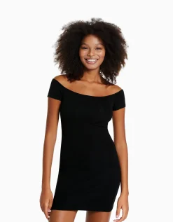 BERSHKA Mini-robe Bardot Noir Store