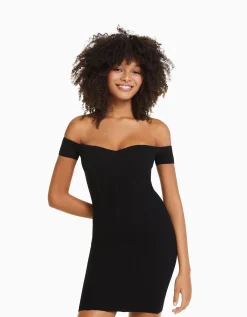 BERSHKA Mini-robe corset décolleté Noir Online