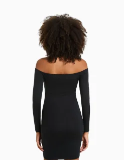 BERSHKA Minirobe manches longues Kaki Outlet