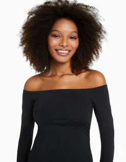 BERSHKA Minirobe manches longues Kaki Outlet