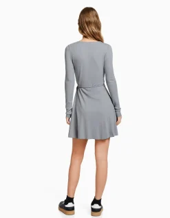 BERSHKA Minirobe manches longues Gris Shop