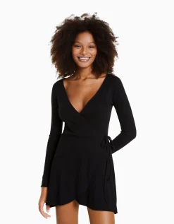BERSHKA Minirobe manches longues Noir Cheap