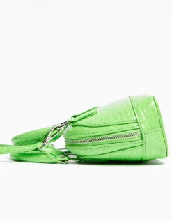 BERSHKA Mini-sac anse imitation croco Vert Cheap