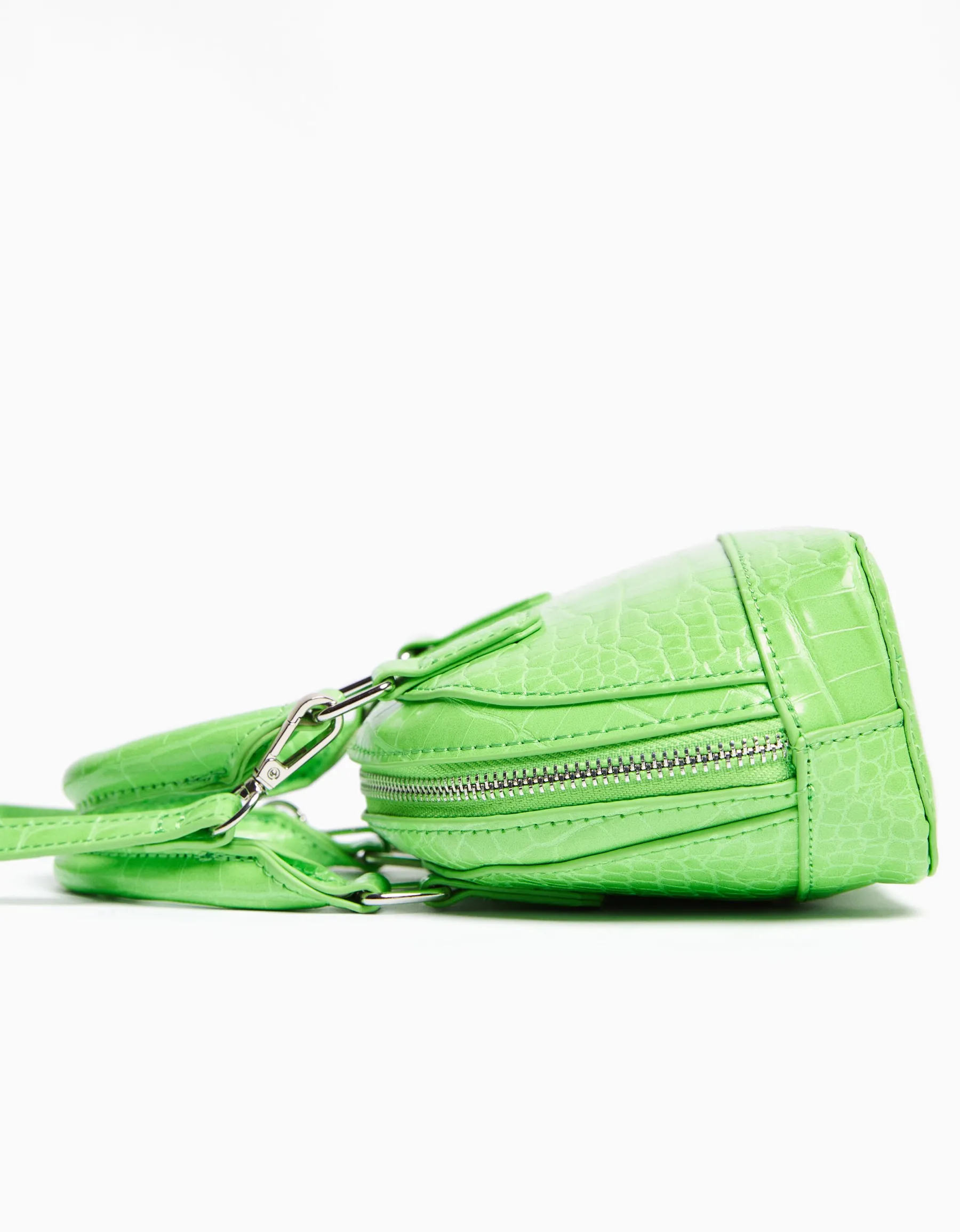 BERSHKA Mini-sac anse imitation croco Vert Cheap