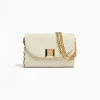 BERSHKA Mini-sac épaule carré détail Écru New