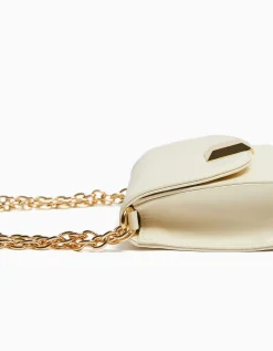 BERSHKA Mini-sac épaule carré détail Écru New