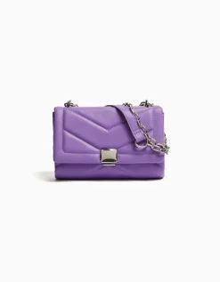 BERSHKA Mini-sac épaule matelassé chaîne Blanc Fashion
