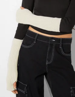 BERSHKA Mitaines longues Noir Sale