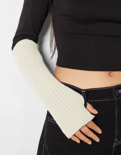 BERSHKA Mitaines longues Noir Sale