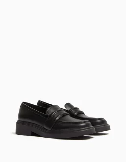 BERSHKA Mocassins barrette Noir Store