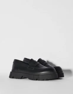 BERSHKA Mocassins semelle crantée homme Noir Store