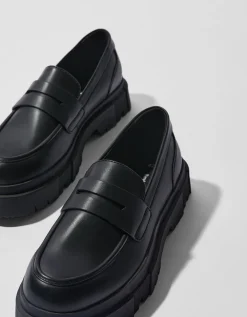 BERSHKA Mocassins semelle crantée homme Noir Store
