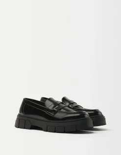 BERSHKA Mocassins semelle crantée homme Noir Discount