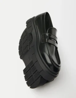 BERSHKA Mocassins semelle crantée homme Noir New