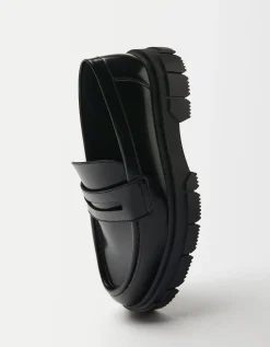 BERSHKA Mocassins semelle crantée homme Noir New