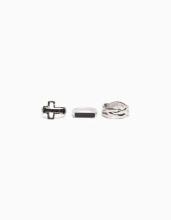 BERSHKA Pack 3 bagues nœud Argent Flash Sale