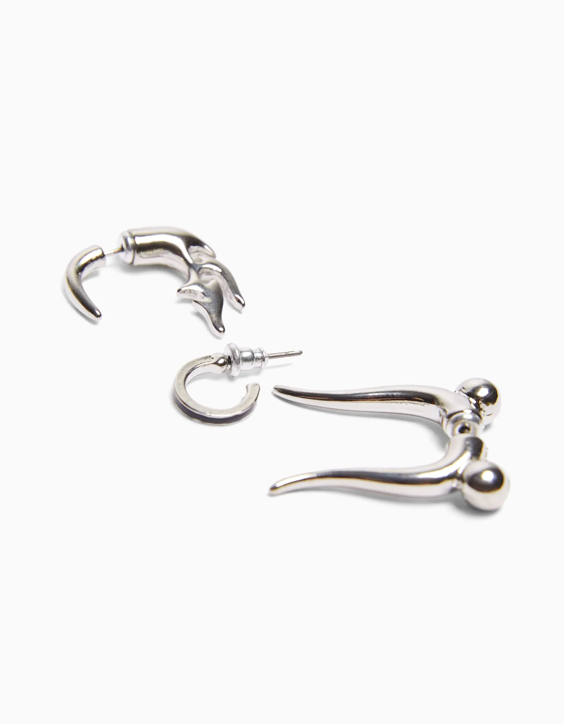 BERSHKA Pack 6 bijoux d’oreilles Argent Discount