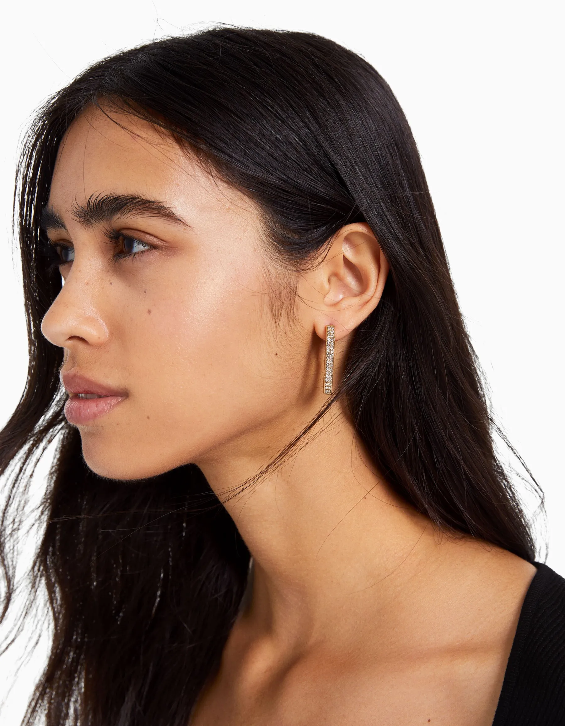 BERSHKA Pack 3 boucles d’eilles anneaux strass émail Or Hot