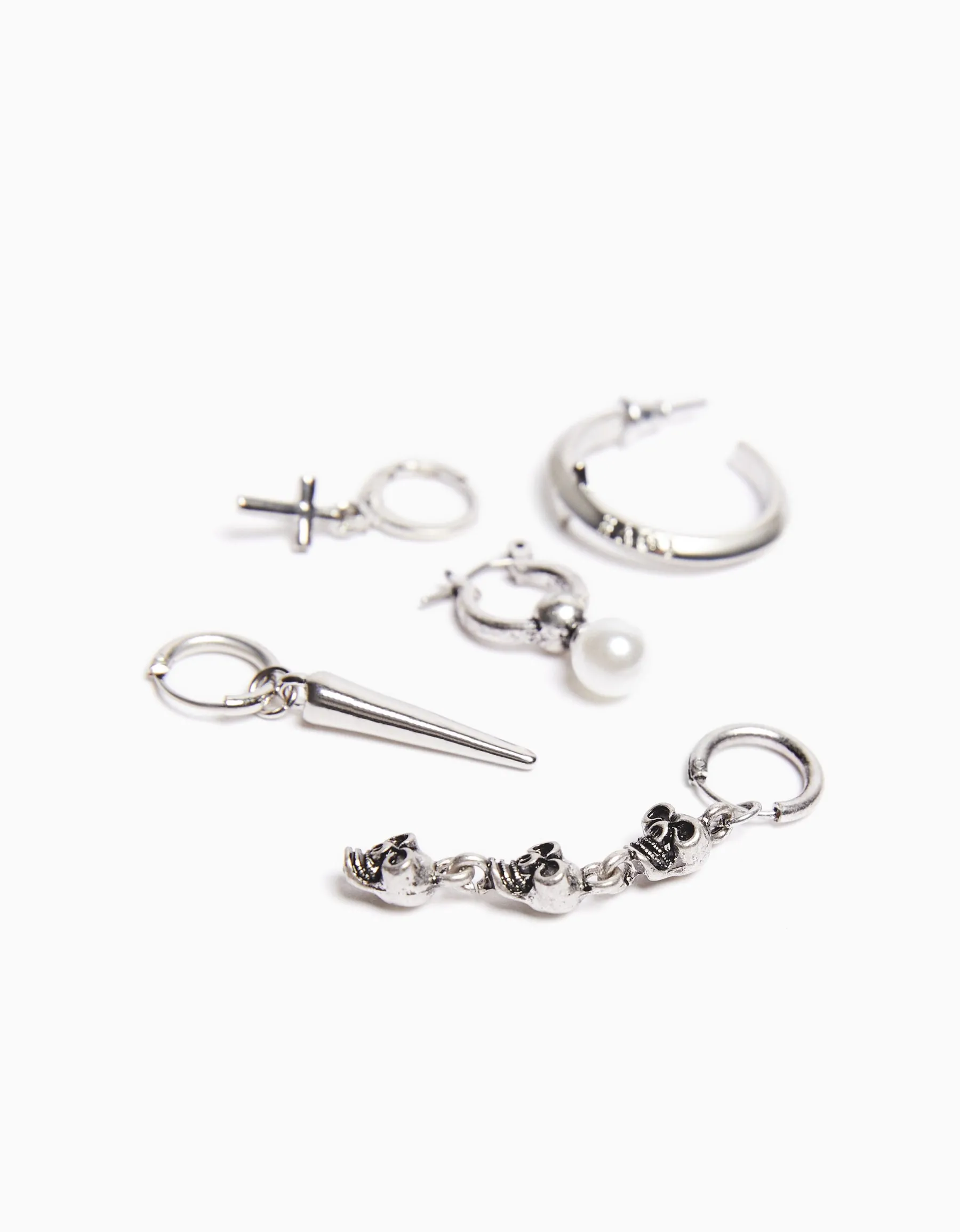 BERSHKA Pack 10 boucles d’oreilles croix Argent Shop