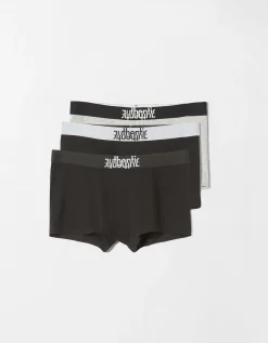 BERSHKA Pack 3 boxers lettering Noir Clearance