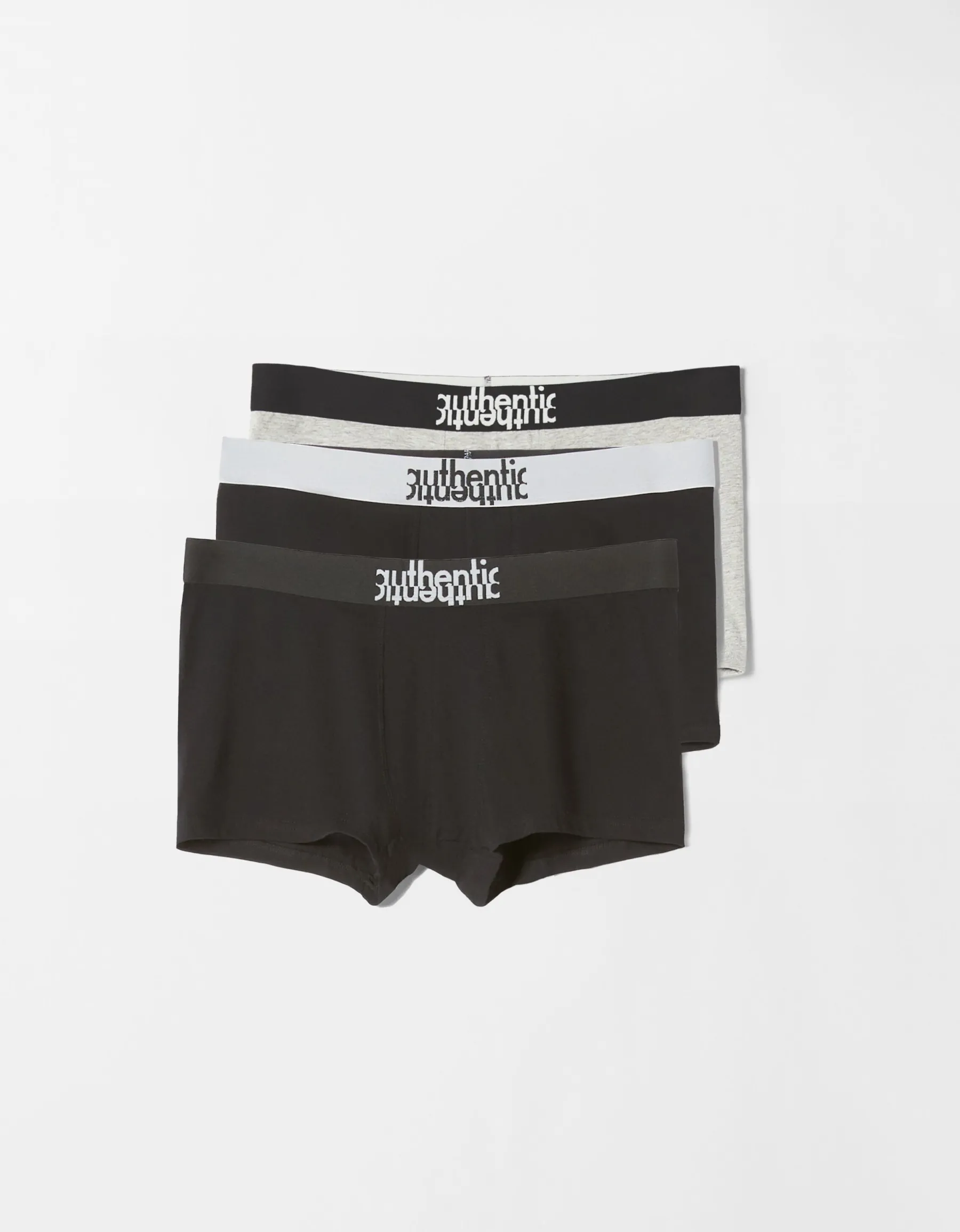 BERSHKA Pack 3 boxers lettering Noir Clearance