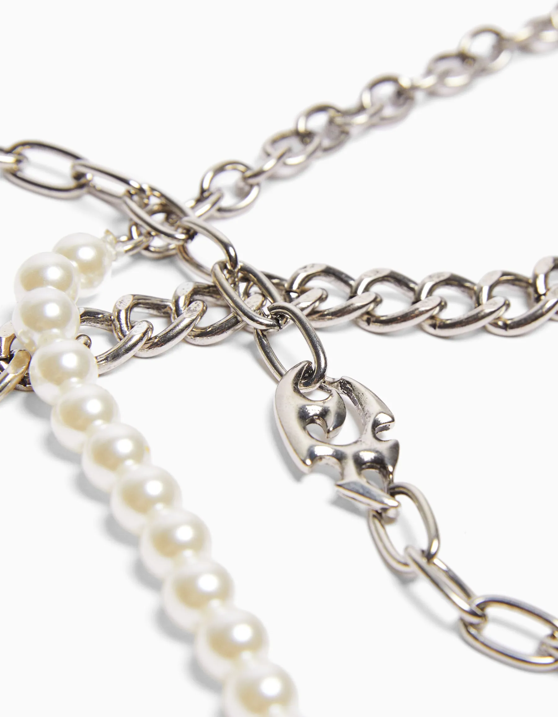 BERSHKA Pack 3 bracelets perles maillons Argent Online
