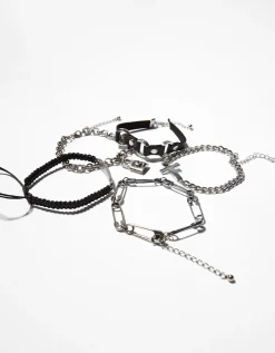 BERSHKA Pack 5 bracelets épingle à nourrice Noir Store