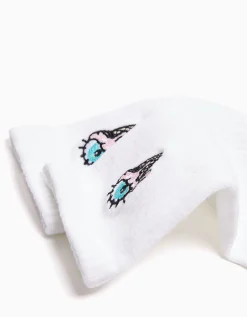 BERSHKA Pack 2 chaussettes brodées Blanc Flash Sale