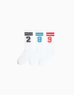 BERSHKA Pack 3 chaussettes chiffre Blanc Store