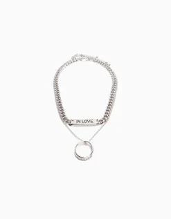 BERSHKA Pack 2 colliers bague Argent Shop
