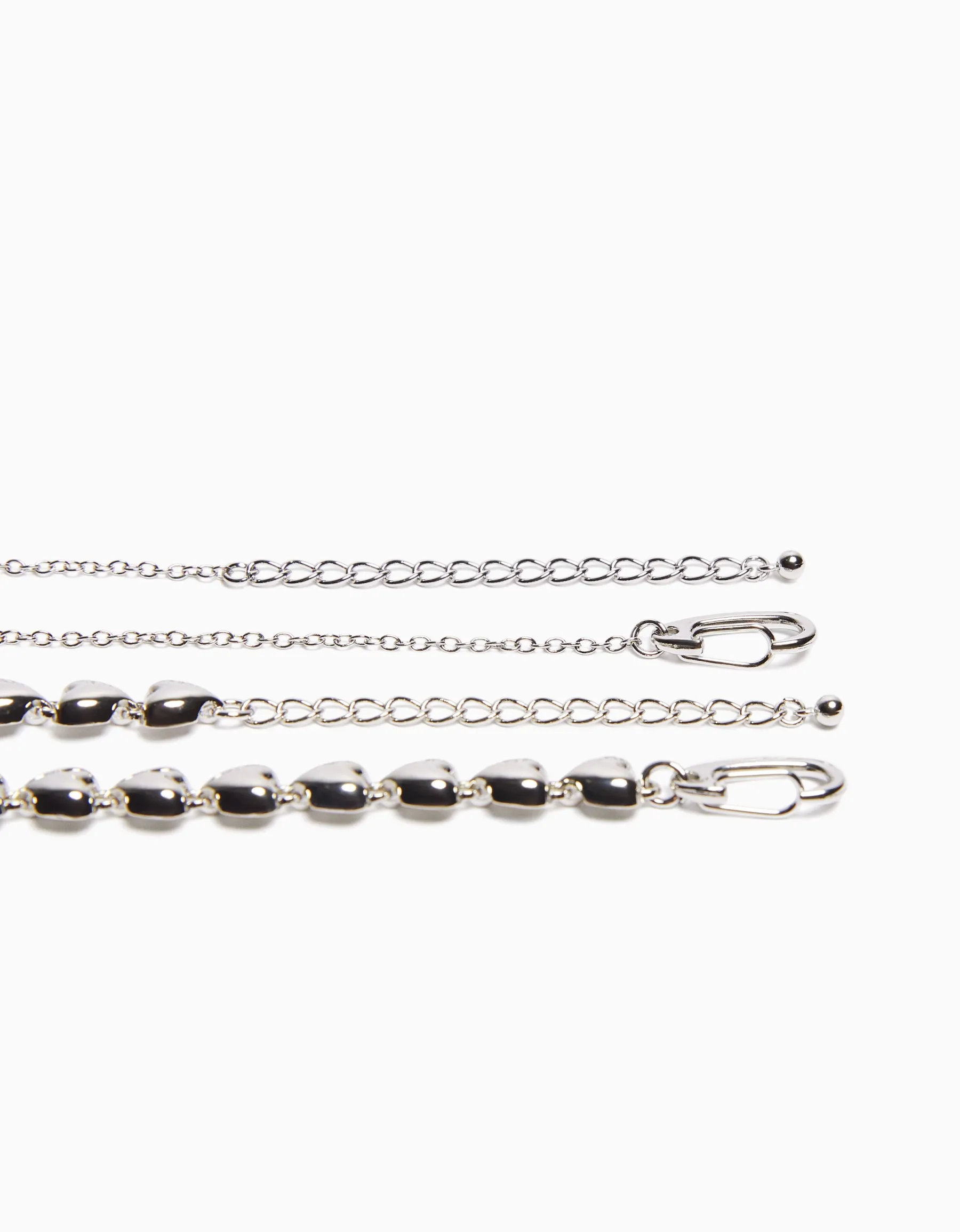 BERSHKA Pack 2 colliers cœur Argent Outlet
