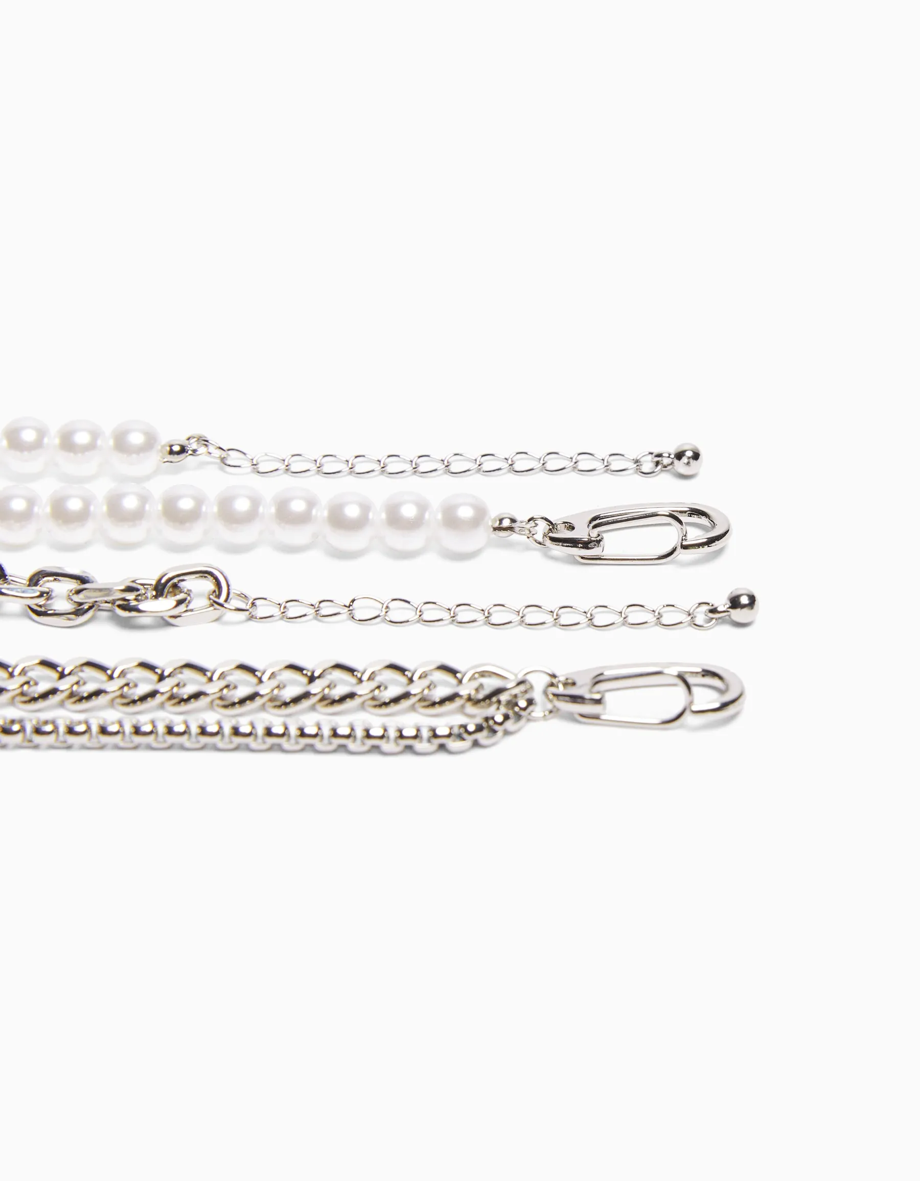 BERSHKA Pack 2 colliers cœur perles Argent Shop