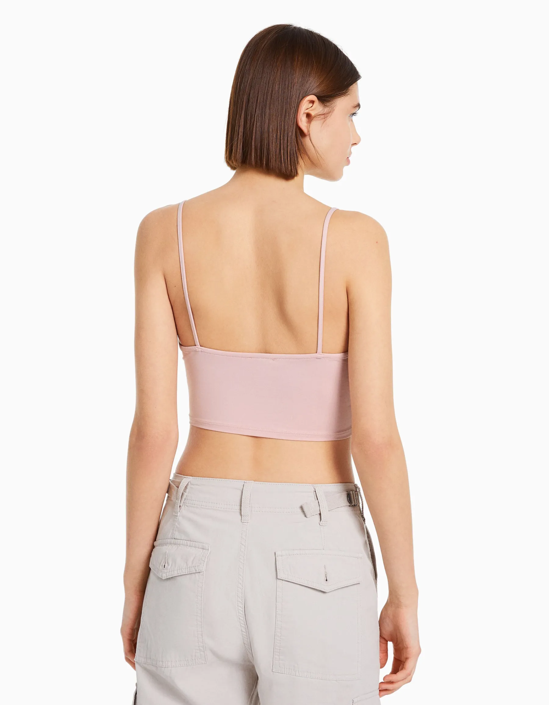 BERSHKA Pack 3 crop tops bretelles Multicouleur Outlet